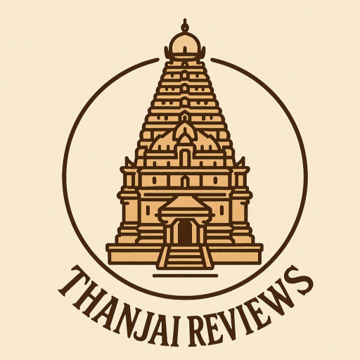 Thanjai Reviews website logo with thanjavur big temple
